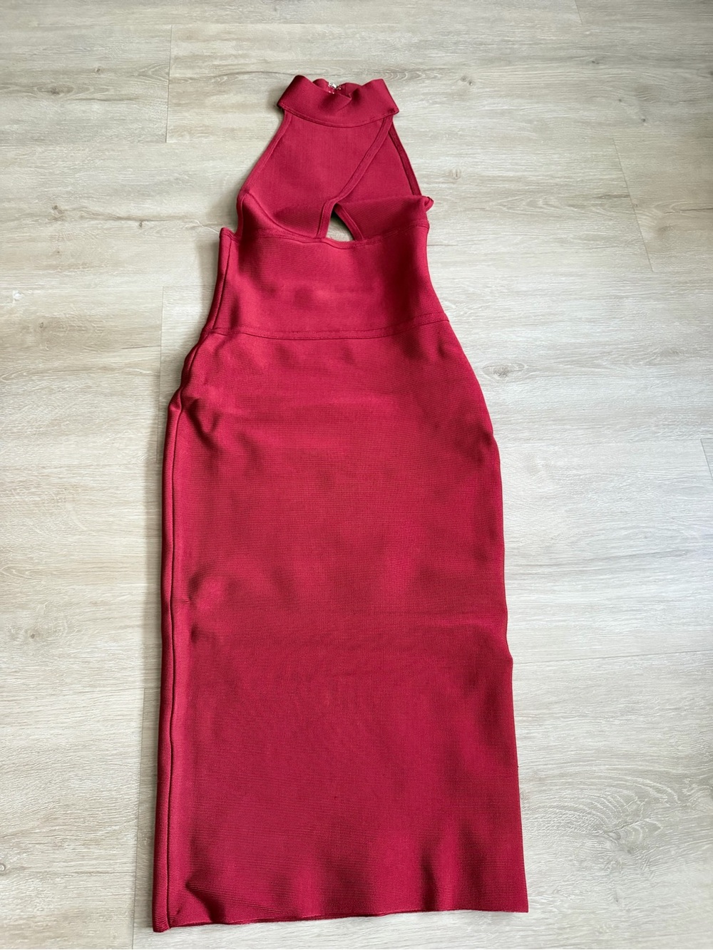 House Of CB London Red Halter Bandage Midi Dress SZ XS
